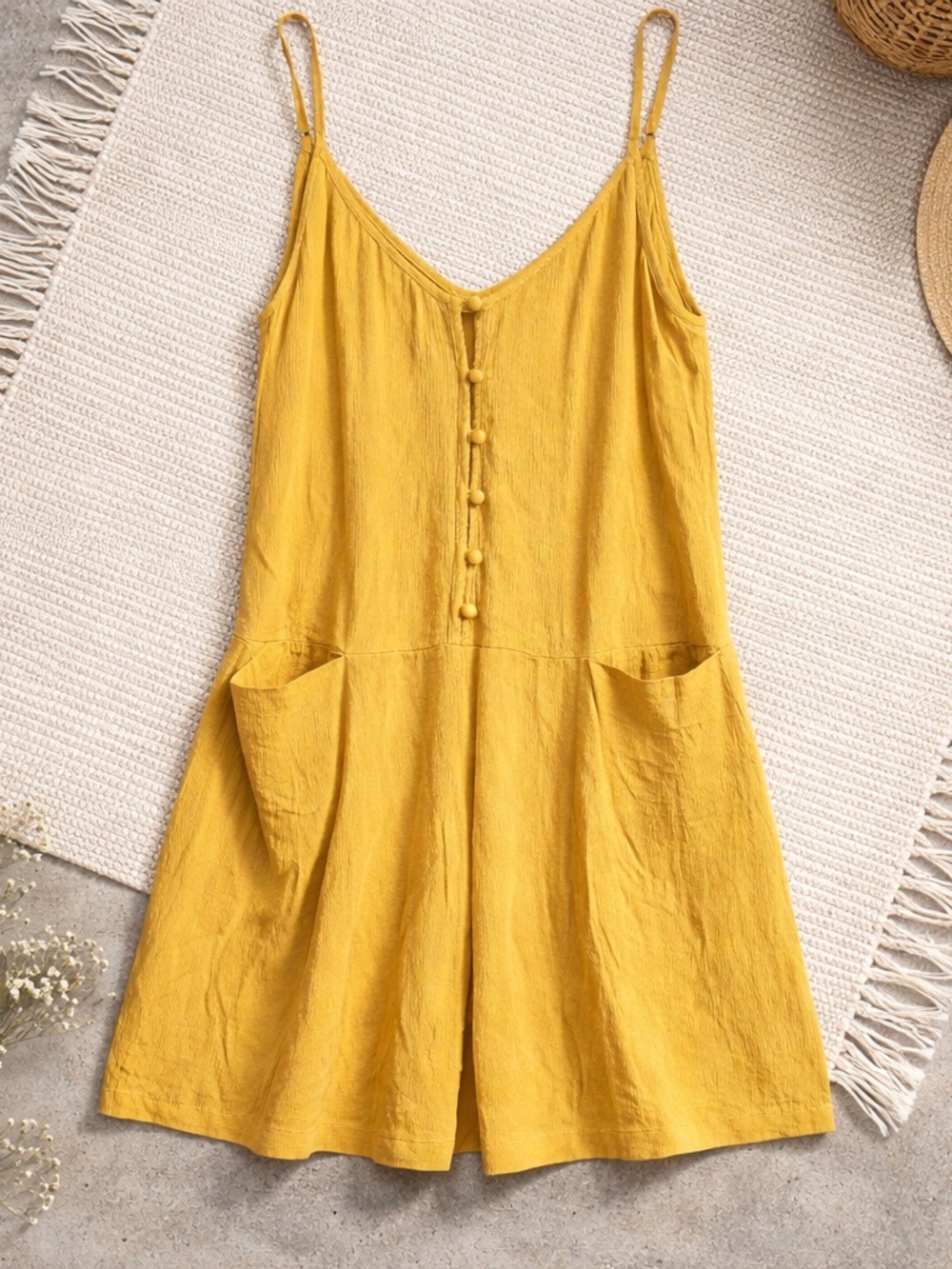 NWT Cupshe Golden Yellow Spaghetti-Strap Romper Coverup Size M
